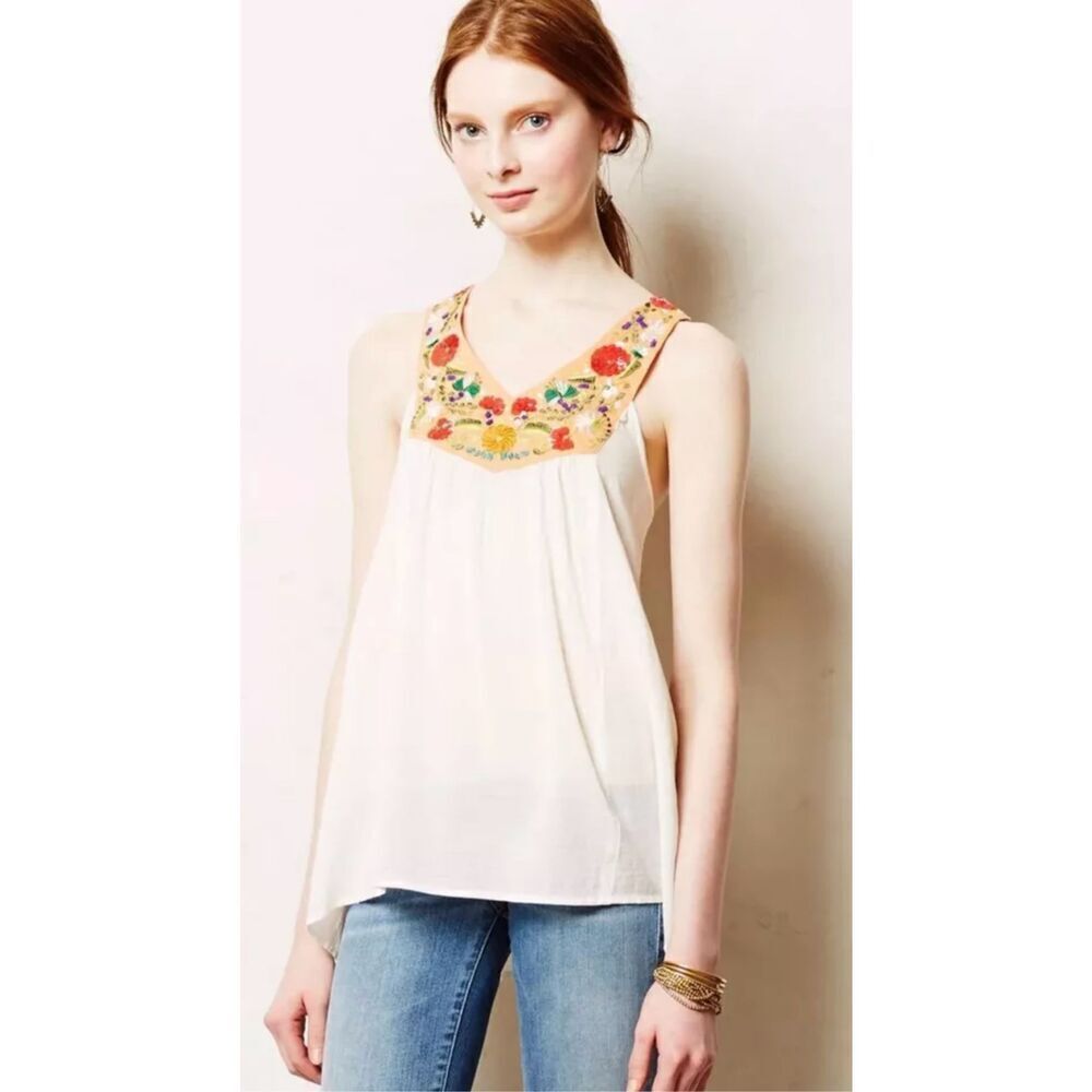 ✨Anthropologie Vanessa Virginia Chika Beaded Sz XSP Tank✨
